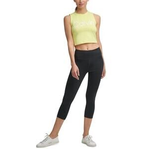NWT Calvin Klein Performance Women's Yellow Cropped Logo Top Size Medium